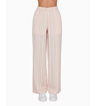 Armani Exchange High-waisted trousers with elasticated waistband pink