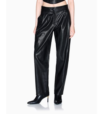 A|X Armani Exchange Pantalon en faux cuir avec pinces noires