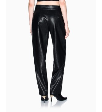 A|X Armani Exchange Pantalon en faux cuir avec pinces noires