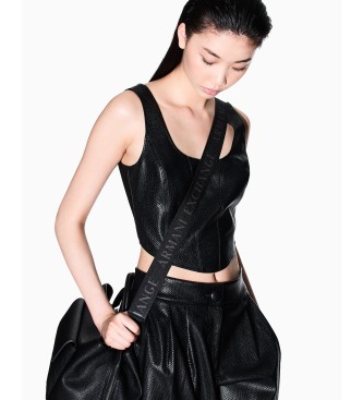 A|X Armani Exchange Pantalon en faux cuir avec pinces noires