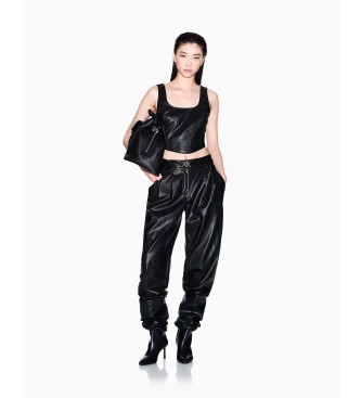 A|X Armani Exchange Pantalon en faux cuir avec pinces noires