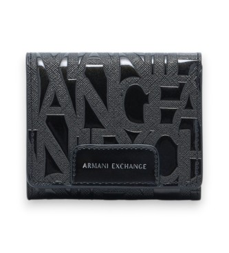 A|X Armani Exchange Mini denarnica z dvojno teksturo Črna