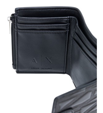 A|X Armani Exchange Mini denarnica z dvojno teksturo Črna
