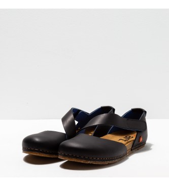 Art Cartago Black-Blue Creta black leather sandals