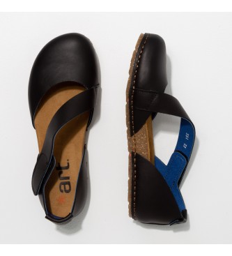 Art Cartago Black-Blue Creta black leather sandals