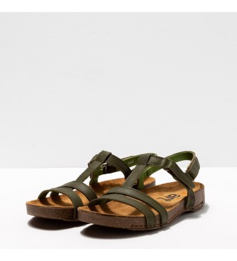 Art Grass Waxed Kaki Grass Waxed leather sandals I Breathe green