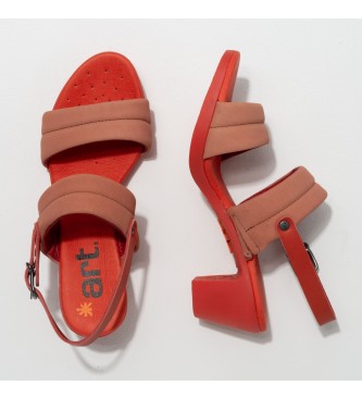 Art Nobuck-W Blush Ipanema sandálias de couro laranja -Altura: 6cm