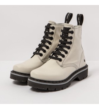 Art White leather ankle boots