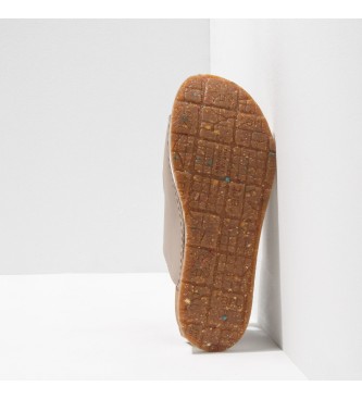 Art Sandálias de couro bege Sésamo Sésamo Mykonos -Altura da planta 4,5cm