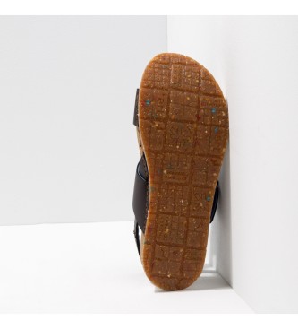 Art Sandalias de piel Cartago Black-Blue  Mykonos negro -Altura plataforma 4.5cm-