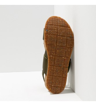 Art Sandálias de couro verde Cartago Kaki Mykonos -Plataforma altura 4.5cm
