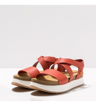 Art Sandlias de couro Cartago Grenadine Mykonos vermelho -Plataforma altura 4.5cm
