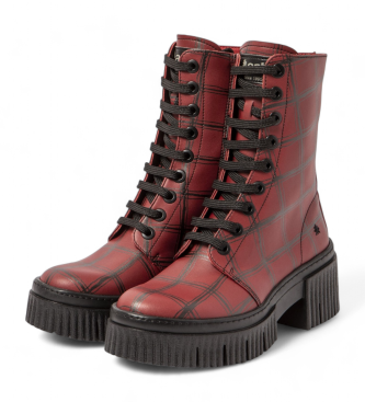 Art Bottines en cuir 1375F rouge