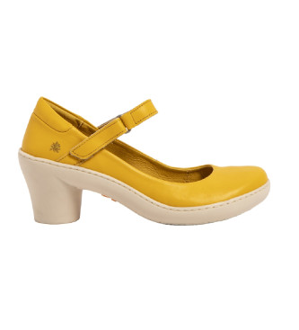 Art Usnjeni sandali 1440 rumene barve -Višina pete 6,5 cm