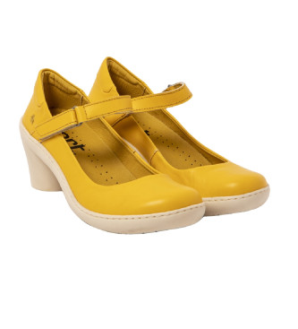 Art Usnjeni sandali 1440 rumene barve -Višina pete 6,5 cm