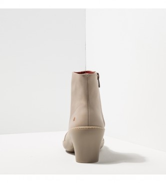 Art Botas de couro para tornozelo 1442 Alfama bege -Altura do calcanhar 6,5 cm