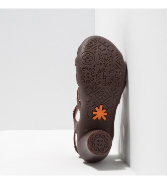 Art Leren sandalen 1477 Alfama bruin -Helphoogte 7cm