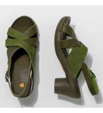 Art Sandalias de piel Grass Waxed Kaki Alfama verde -Altura tacn: 7cm-