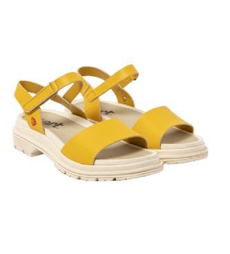 Art Usnjeni sandali 1548 rumene barve -Višina pete 4,5 cm