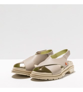 Art Grass Waxed Sesame Birmingham beige leather sandals -Platform height: 4.5cm