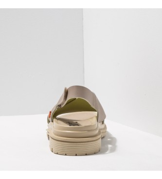 Art Grass Waxed Sesame Birmingham beige leather sandals -Platform height: 4.5cm