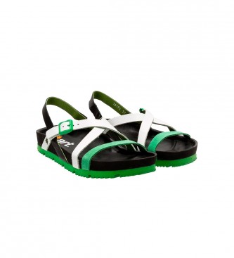 Art Skórzane sandały 1619S bordowo-czarne, zielone
