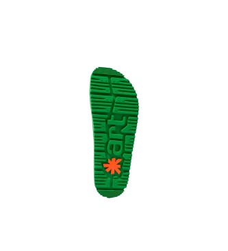 Art Skórzane sandały 1619S bordowo-czarne, zielone