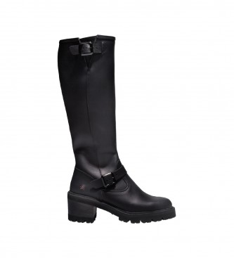 Art Leather boots 1703 Grass Waxed black -Heel height 6.5cm