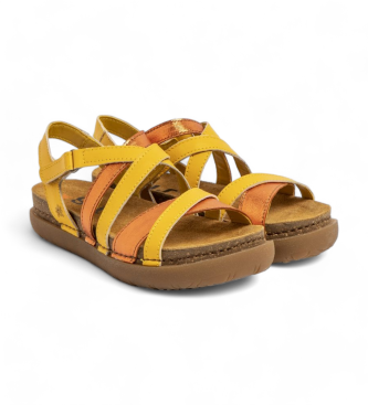 Art Żółte skórzane sandały Rhodes