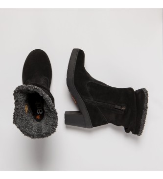 Art Black leather ankle boots -Heel height: 7,5cm