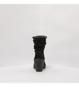 Art Črni usnjeni gležnjarji - višina pete: 7,5 cm