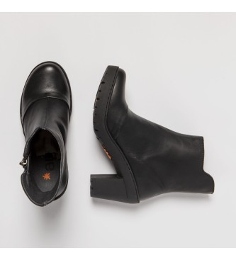Art Czarne skórzane buty za kostkę - wysokość obcasa: 7,5 cm