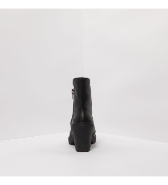 Art Ankelstvlar i svart lder - klackhjd: 7,5 cm