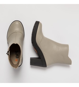 Art Szare skórzane buty za kostkę - wysokość obcasa: 7,5 cm