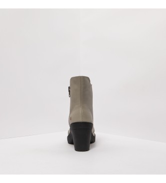 Art Szare skórzane buty za kostkę - wysokość obcasa: 7,5 cm