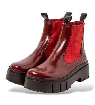 Art Bottines en Cuir 1766 Leeds rouge