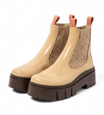 Art Leder-Stiefeletten 1766 Leeds beige