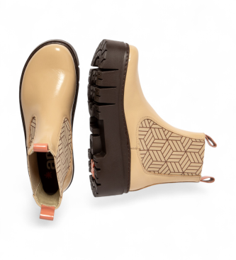 Art Leder-Stiefeletten 1766 Leeds beige