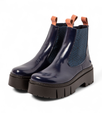 Art Leder-Stiefeletten 1766 Leeds navy