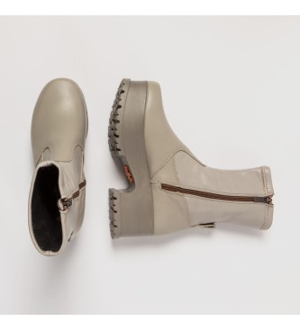 Art Leather ankle boots with beige platform -Heel height 6cm