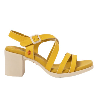 Art 1840 Nappa leather sandals yellow -height heel: 7.5cm