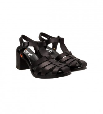 Art 1843 Cannes leather sandals black -Heel height 7,5cm