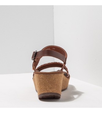 Art Sandálias de couro castanho parma com cera de grama -Altura: 6,5cm