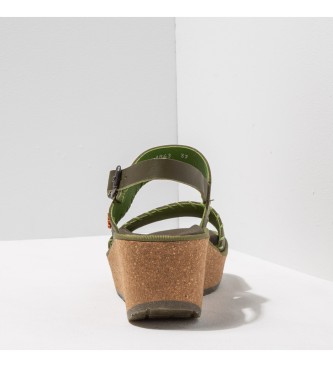 Art Sandalias de piel 1863 Parma Verde -Altura cua 6,5cm-