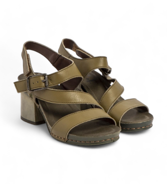 Art Leather sandals I Wish green -Height heel 6,5cm