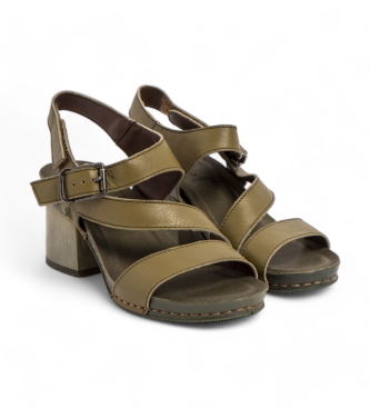 Art Leren sandalen I Wish groen -Hoogte hak 6,5cm