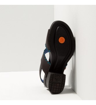 Art Sandálias de couro pretas com cera de grama I Wish -Altura: 6,5cm