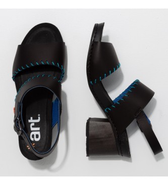 Art Sandálias de couro pretas com cera de grama I Wish -Altura: 6,5cm