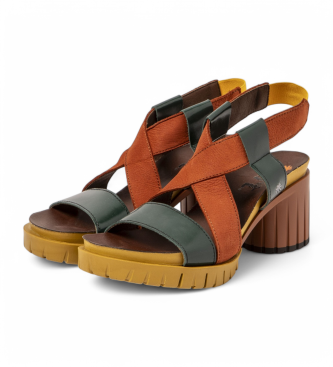 Art Leren sandalen 1921 Malibu oranje, groen