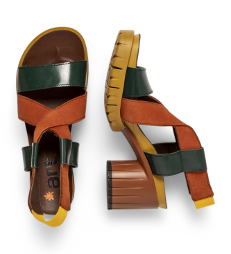 Art Leren sandalen 1921 Malibu oranje, groen